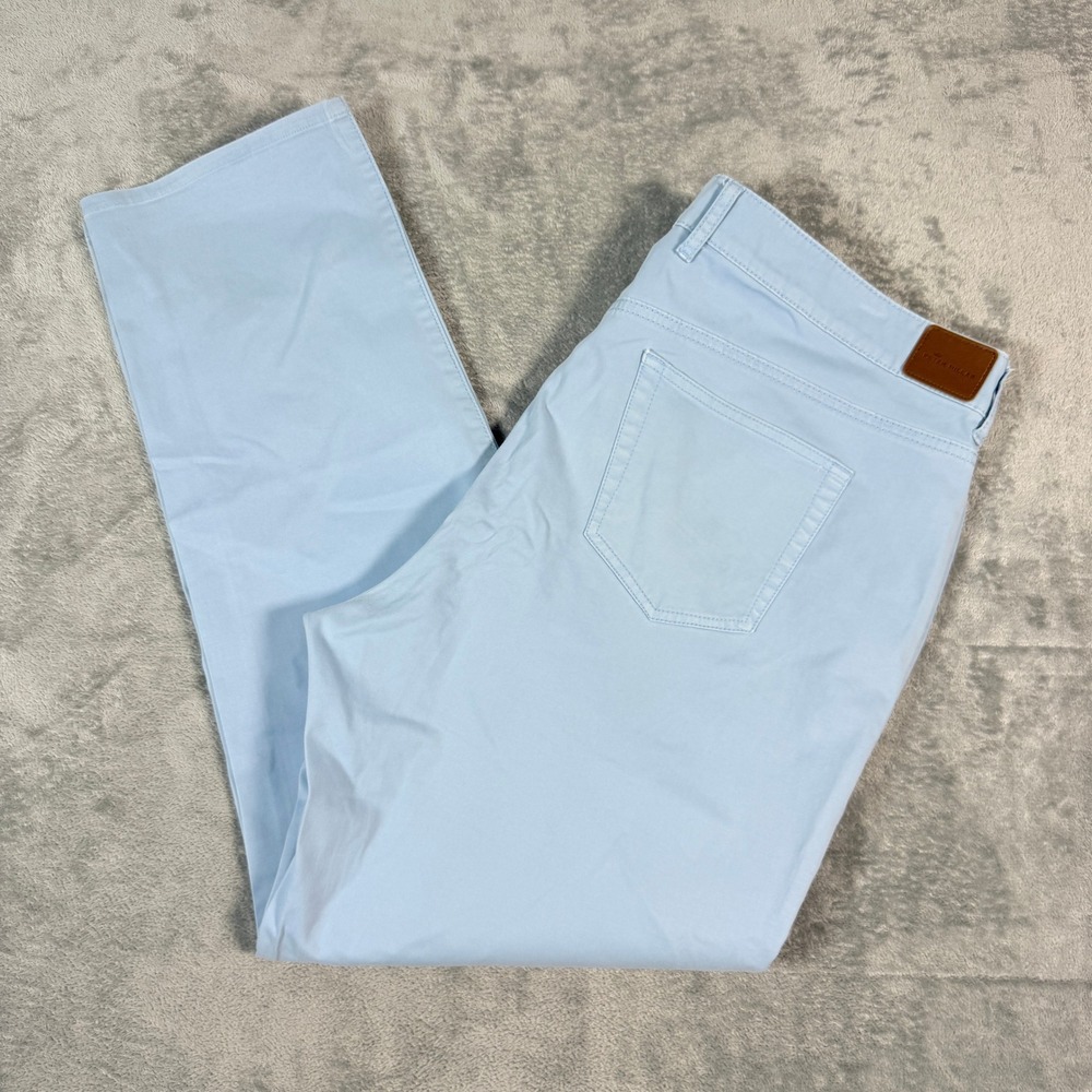 Peter Millar Mens 40x31 Pants Light Blue Stretch Straight Leg 5-Pocket Chino